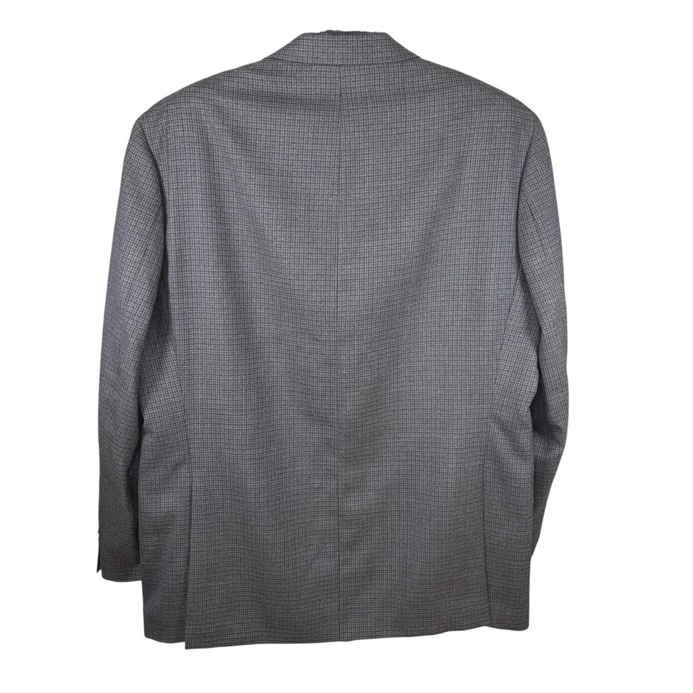 Lauren Ralph Lauren Mens 46L Grey Blue 100% Wool Micro Check Blazer Sport Coat